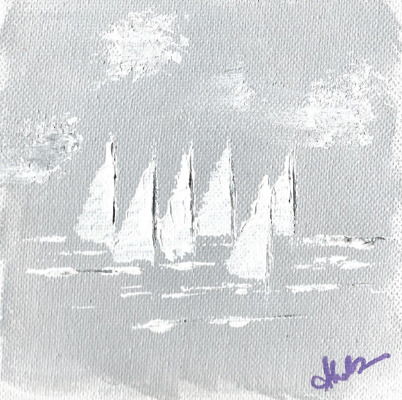 Painting of a sail boats by Sucheta Jadhav for India's first solo circumnavigator Dilip Donde